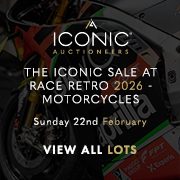 The Iconic Sale at Race Retro - Motorcycles | February 2026 180 x 180 (Live Client)